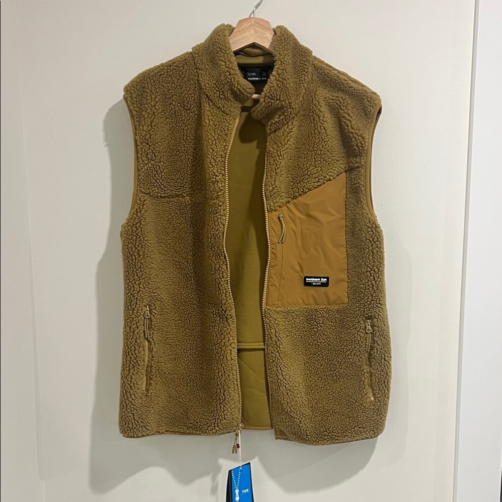 Men's Tan Sherpa Fleece Vest
